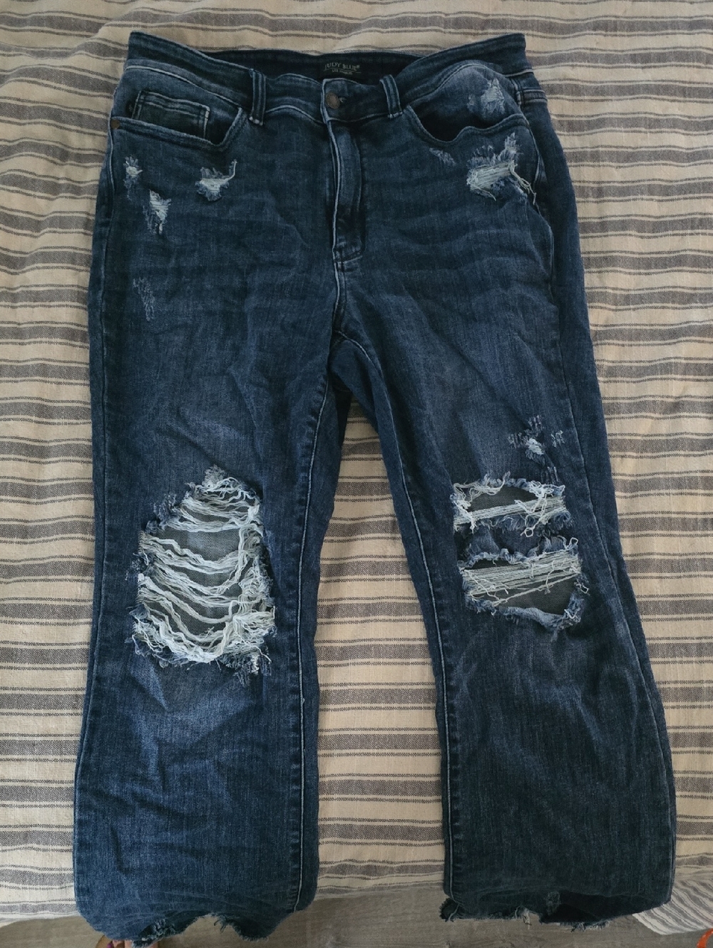 Judy Blue Dark Blue Distressed Boot Cut Jeans